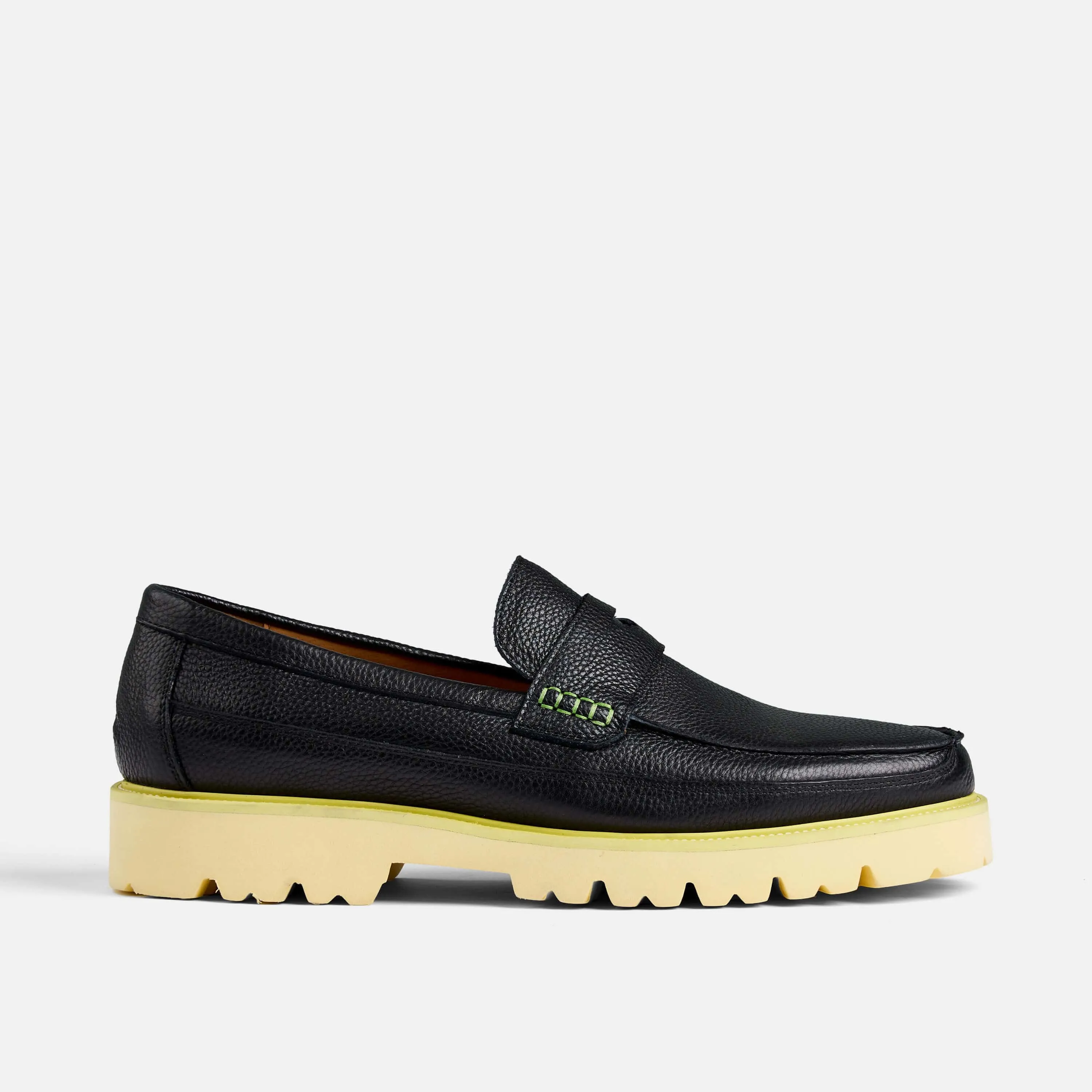 Adler Black Neon Leather Penny Loafers