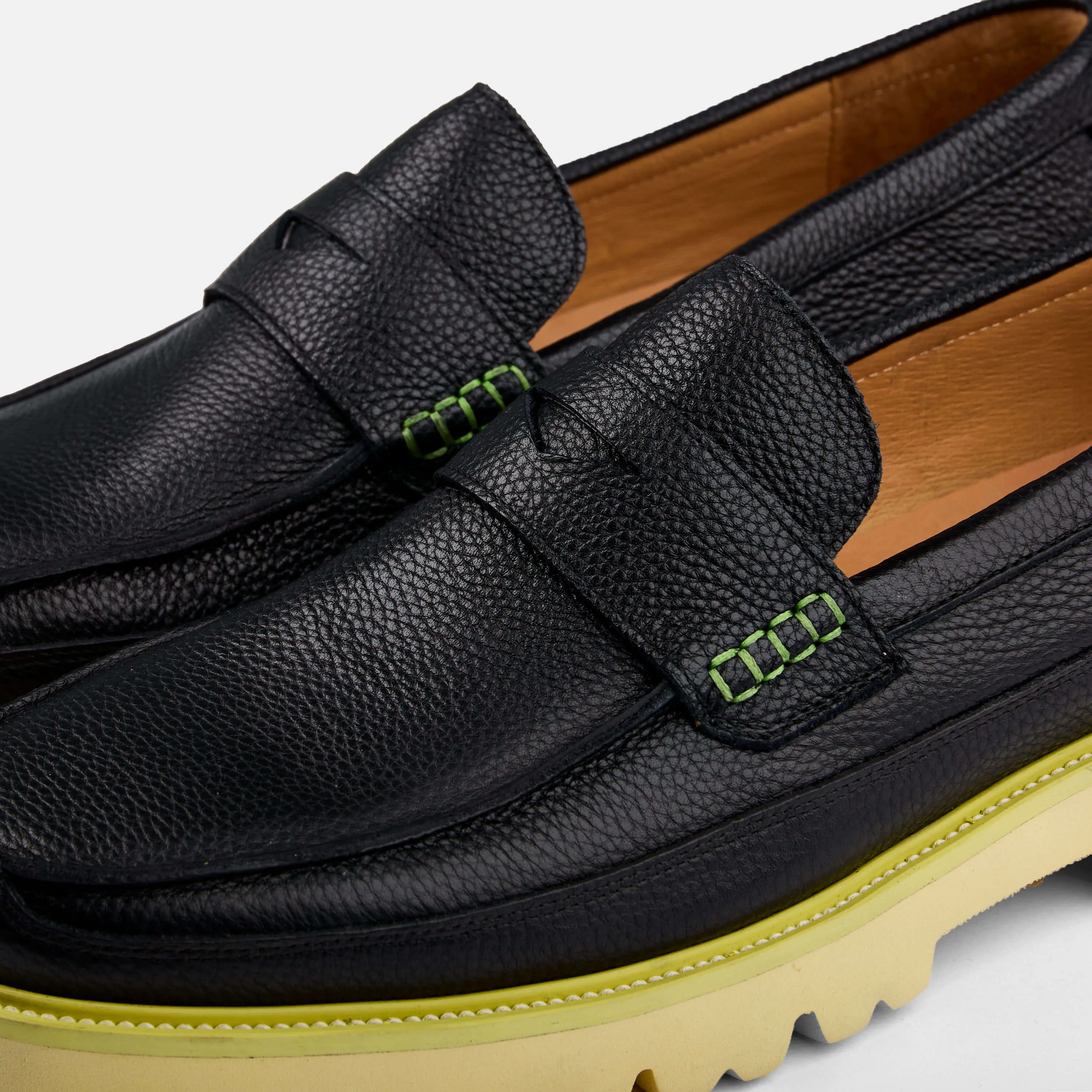 Adler Black Neon Leather Penny Loafers