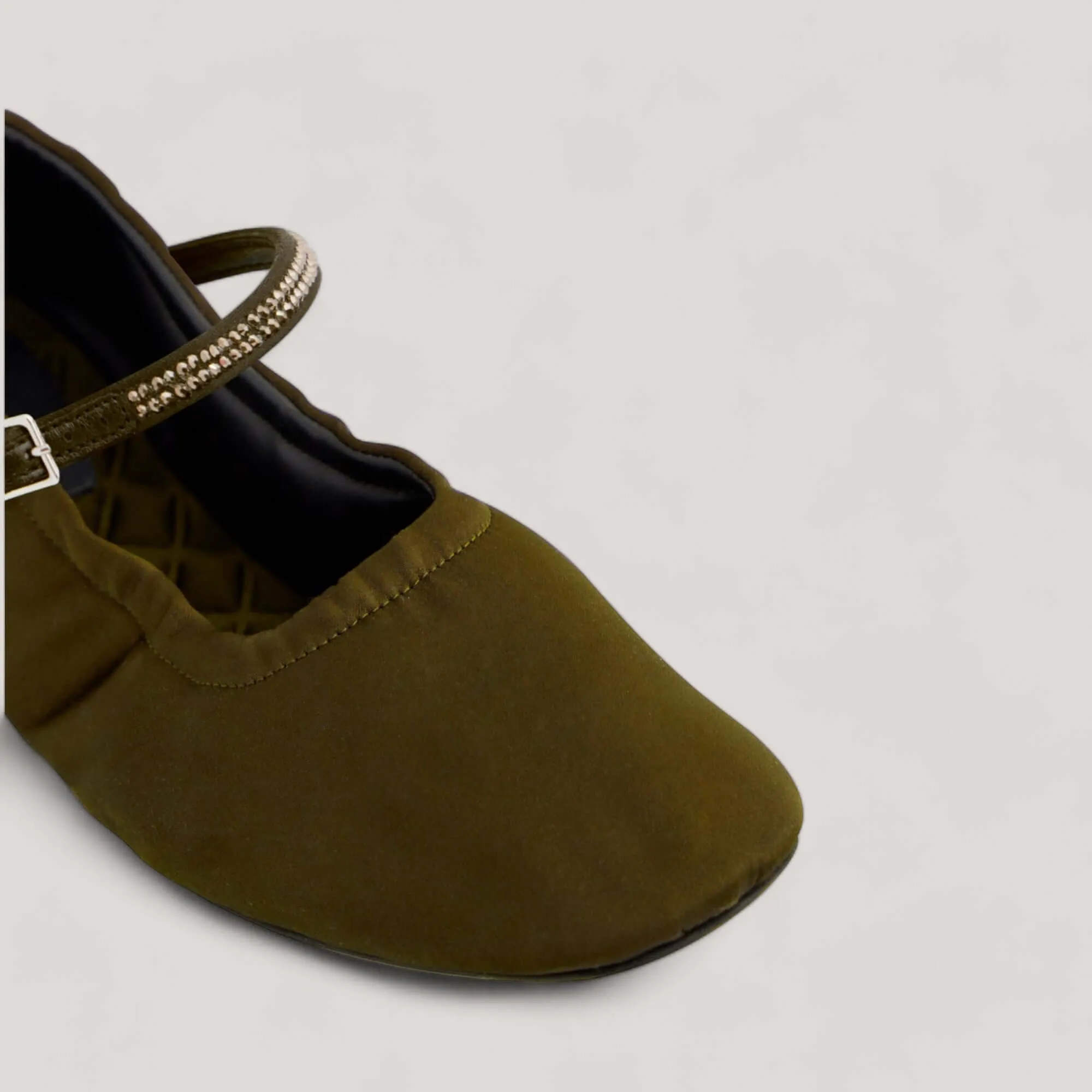 AURORA | Military Satin Crystal - Mary Jane Flats