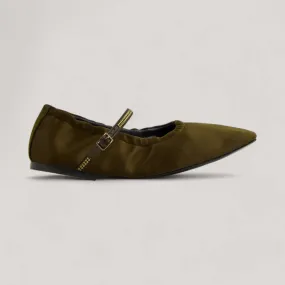 AURORA | Military Satin Crystal - Mary Jane Flats