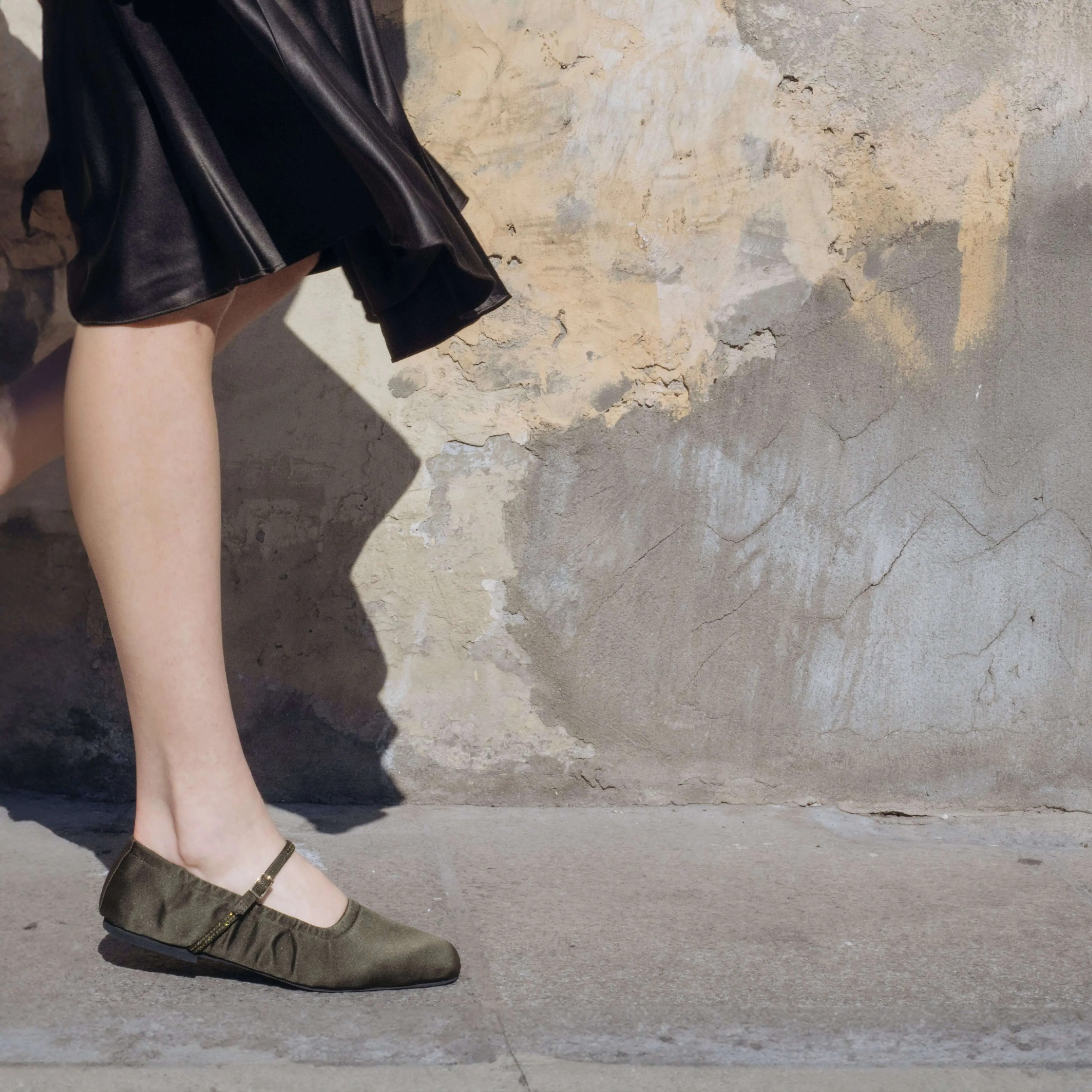 AURORA | Military Satin Crystal - Mary Jane Flats