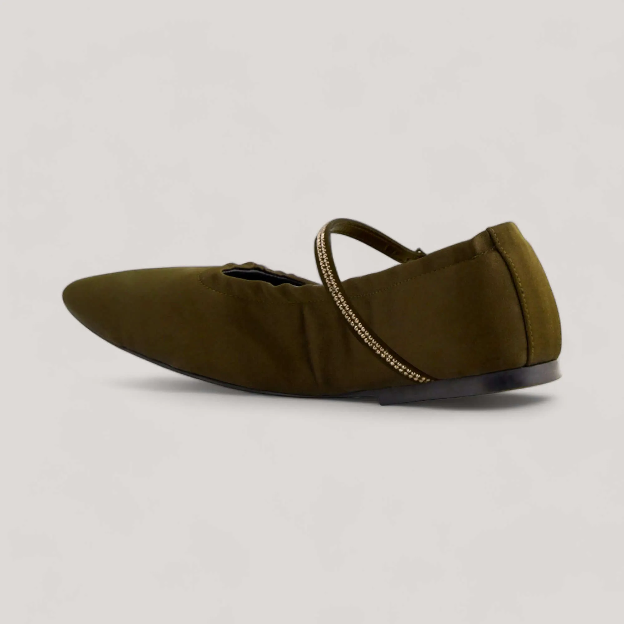 AURORA | Military Satin Crystal - Mary Jane Flats