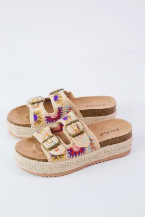 Brake Crochet Flatform Sandal, Natural Multi