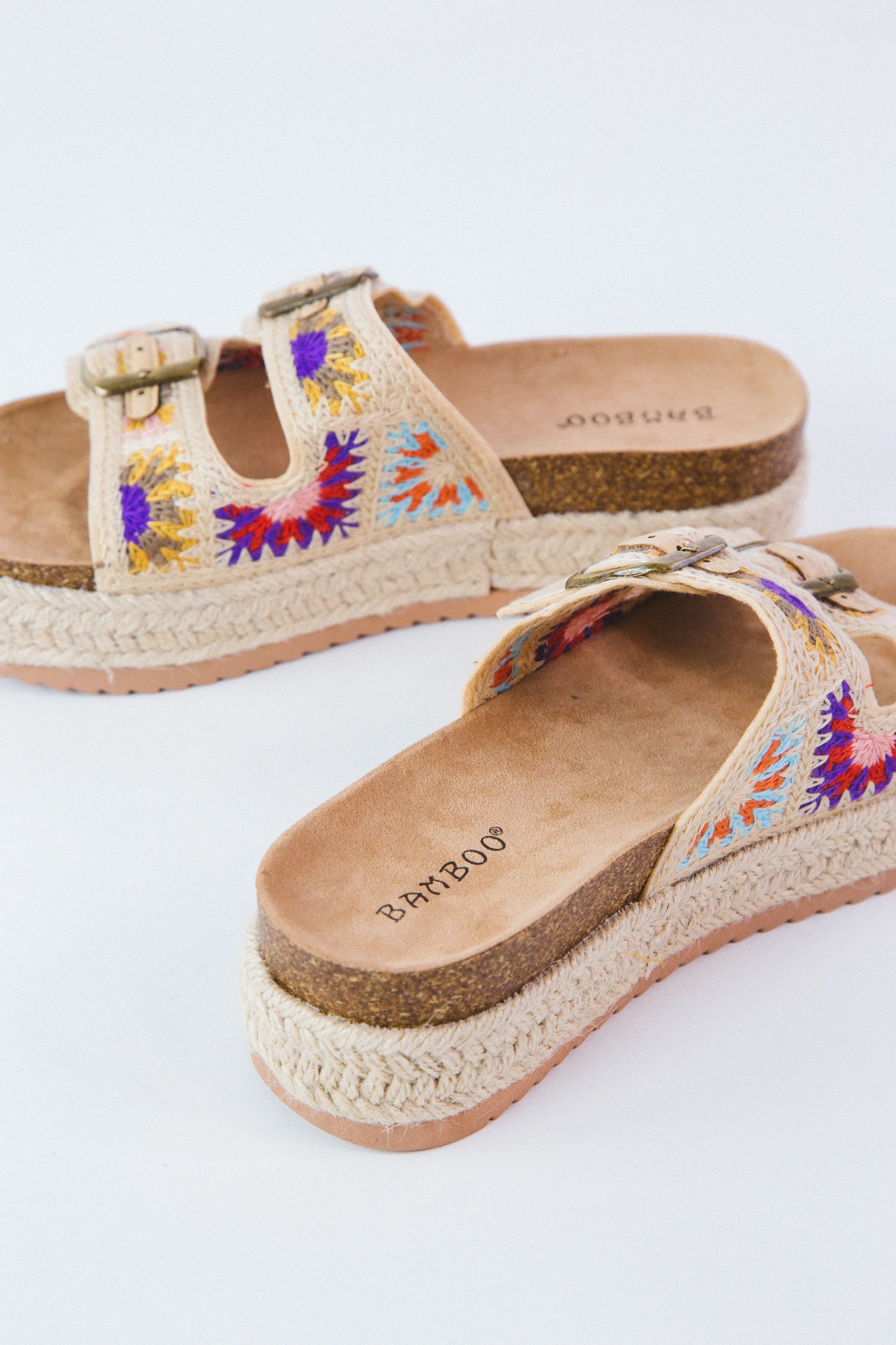 Brake Crochet Flatform Sandal, Natural Multi