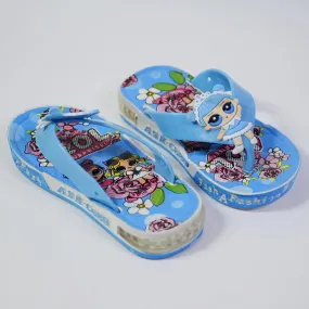 C1409 WATER FISH Happy Doll Back Light Blue Flip Flop