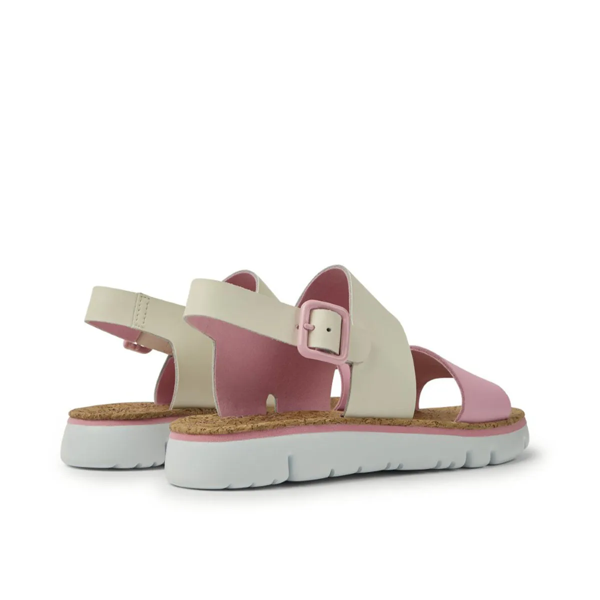 Camper Oruga White and pink leather sandals for women   