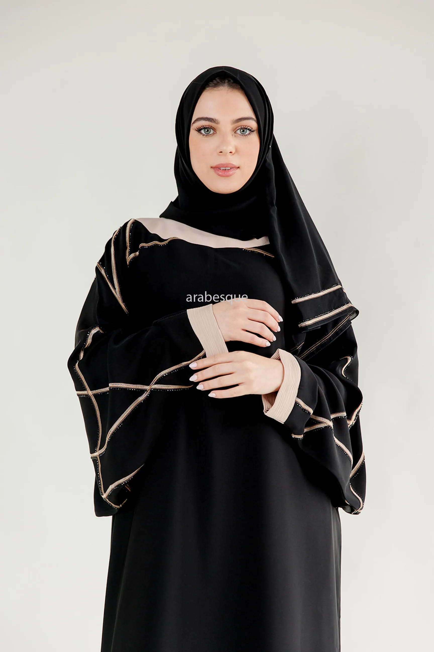 Closed Butterfly abaya with Embellished Embroidery - 2 Colours