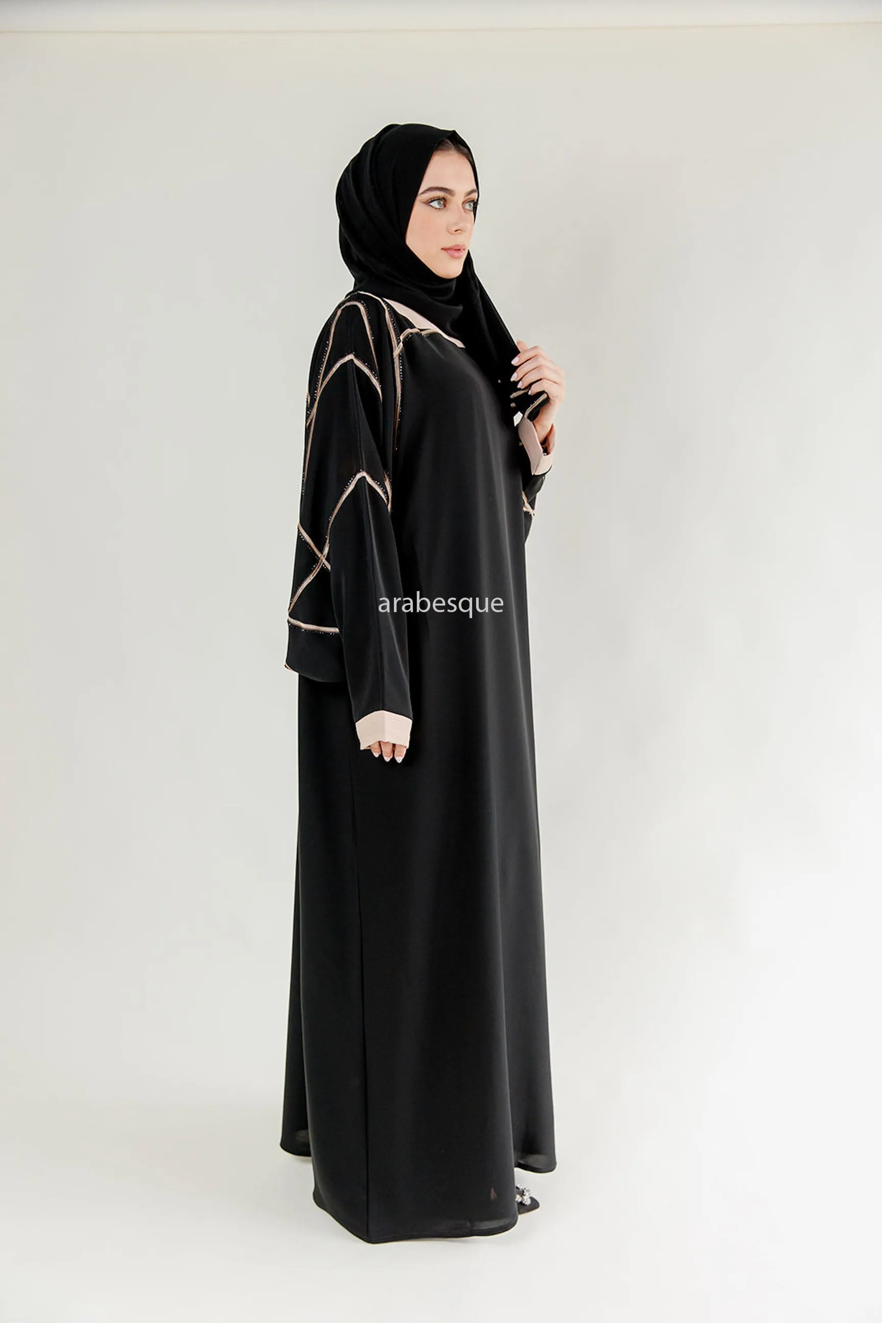 Closed Butterfly abaya with Embellished Embroidery - 2 Colours