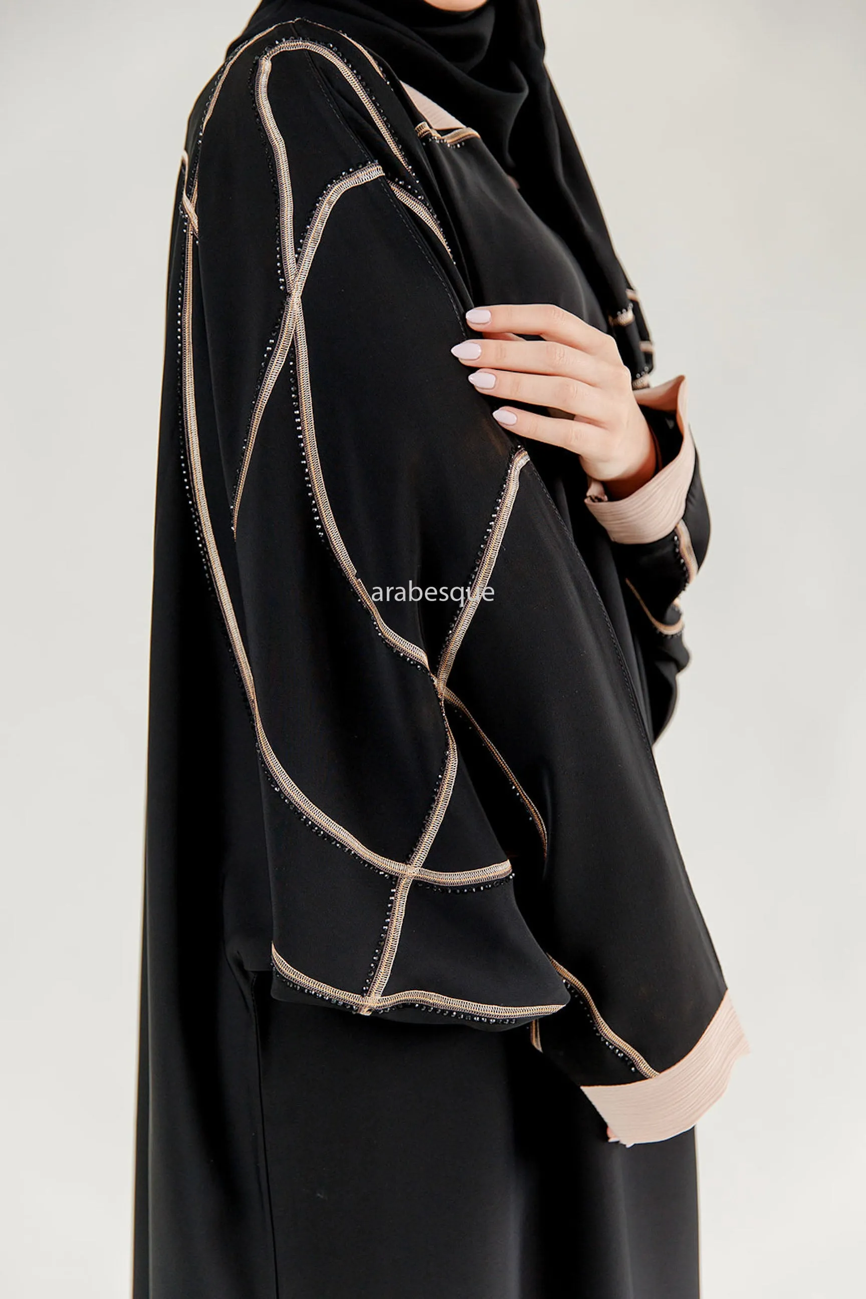 Closed Butterfly abaya with Embellished Embroidery - 2 Colours