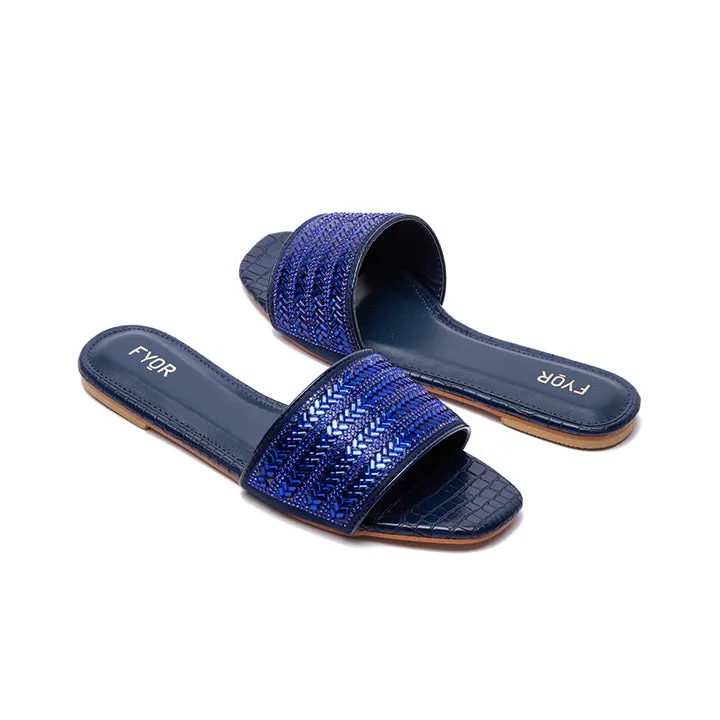 Embellished Broad Strap Slide Sandal MY 174