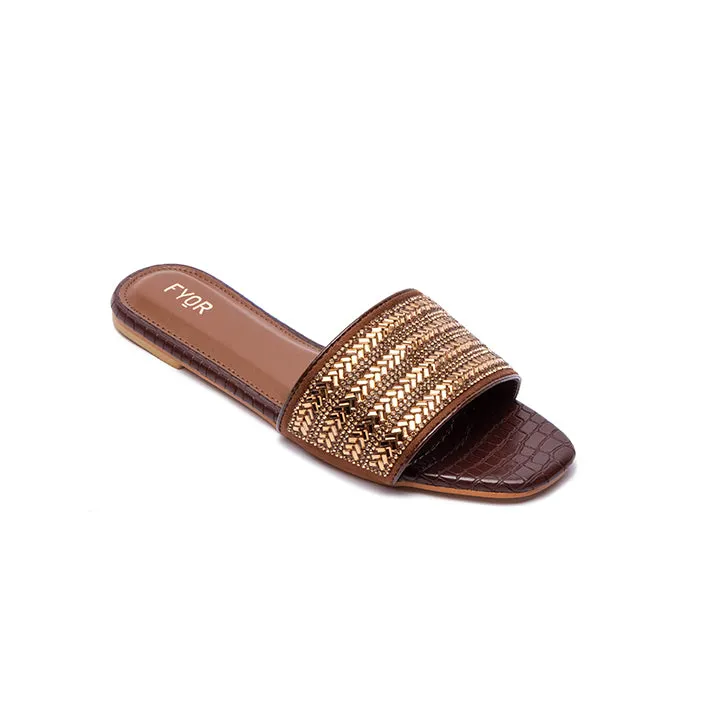 Embellished Broad Strap Slide Sandal MY 174