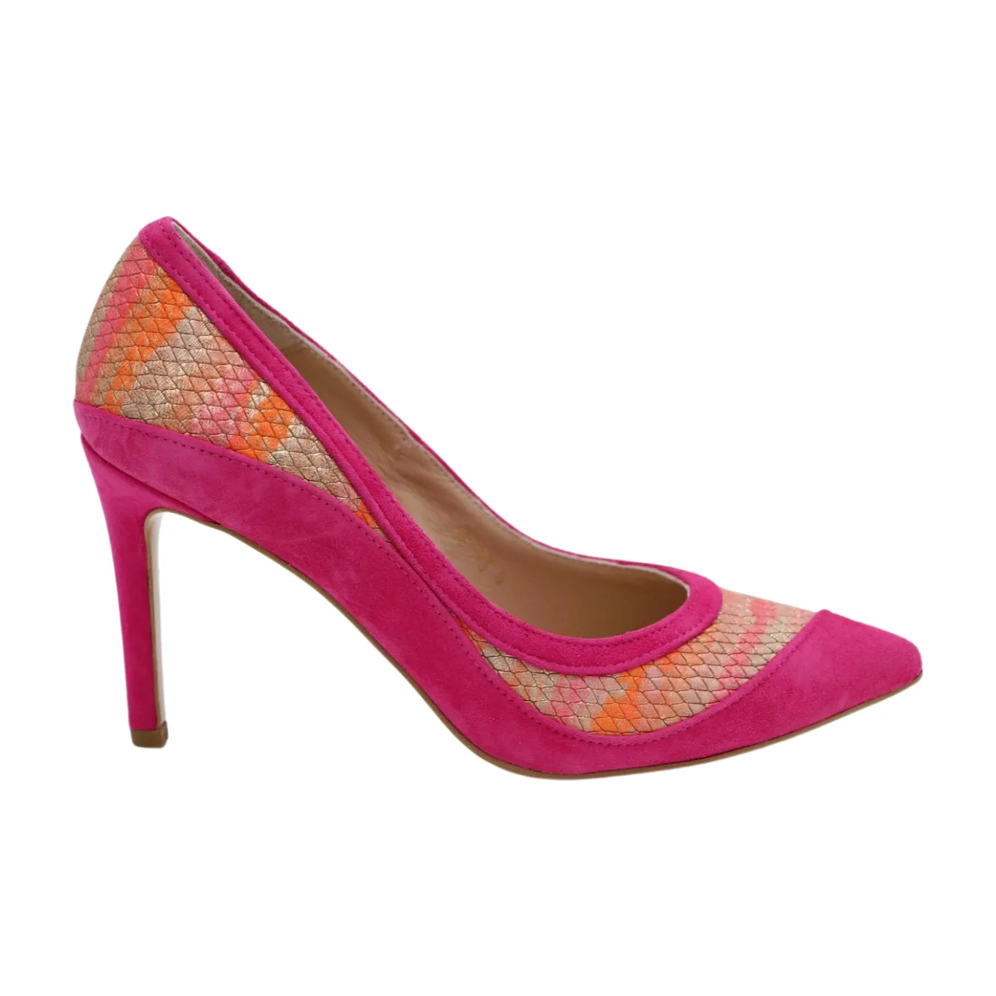 FABUCCI Pink suede & Print Heeled Shoe