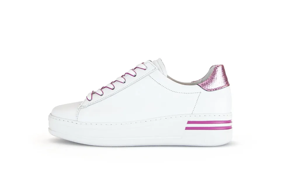 Gabor White Pink Leather Trainer