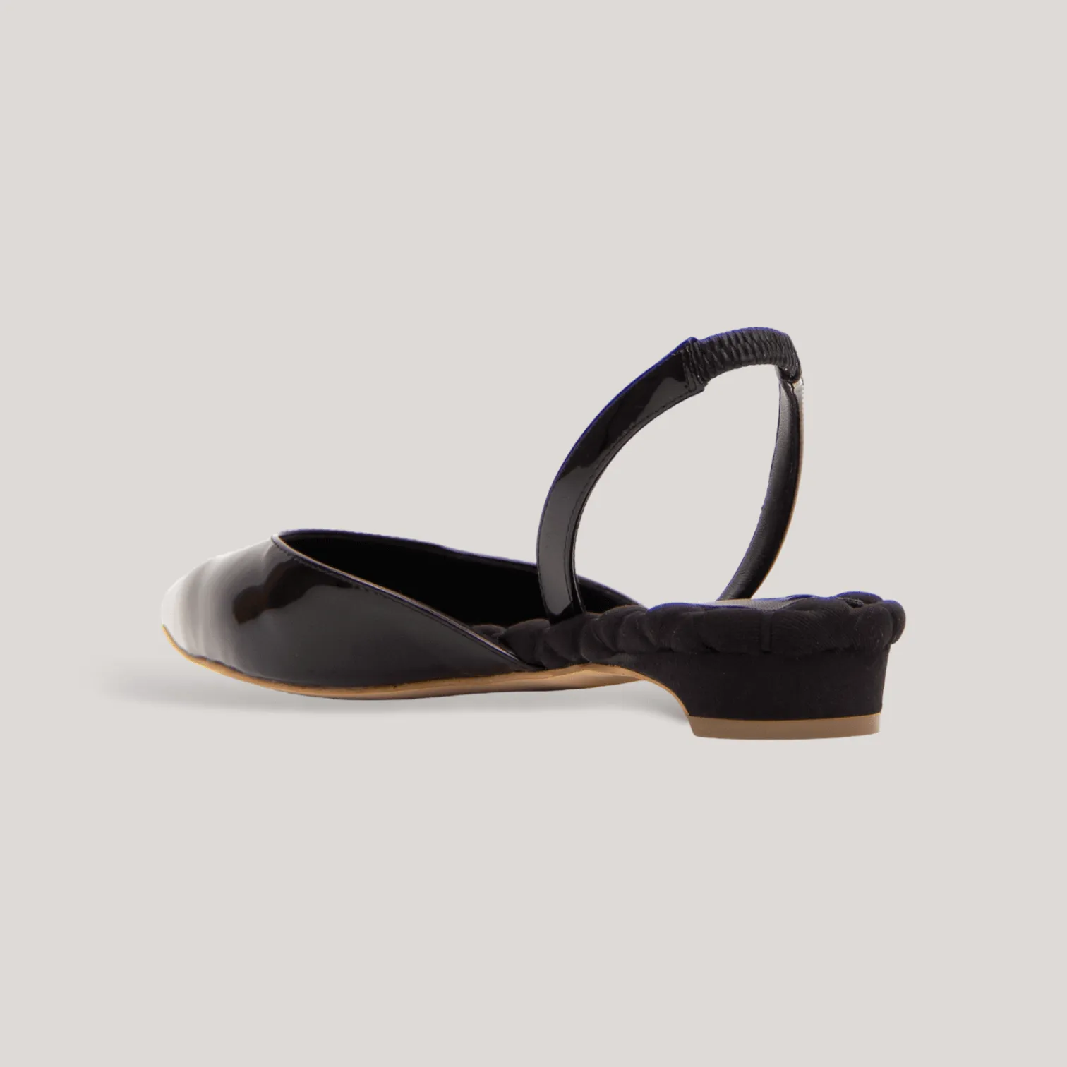 JACKIE | Black Vegan Patent Slingback Flats