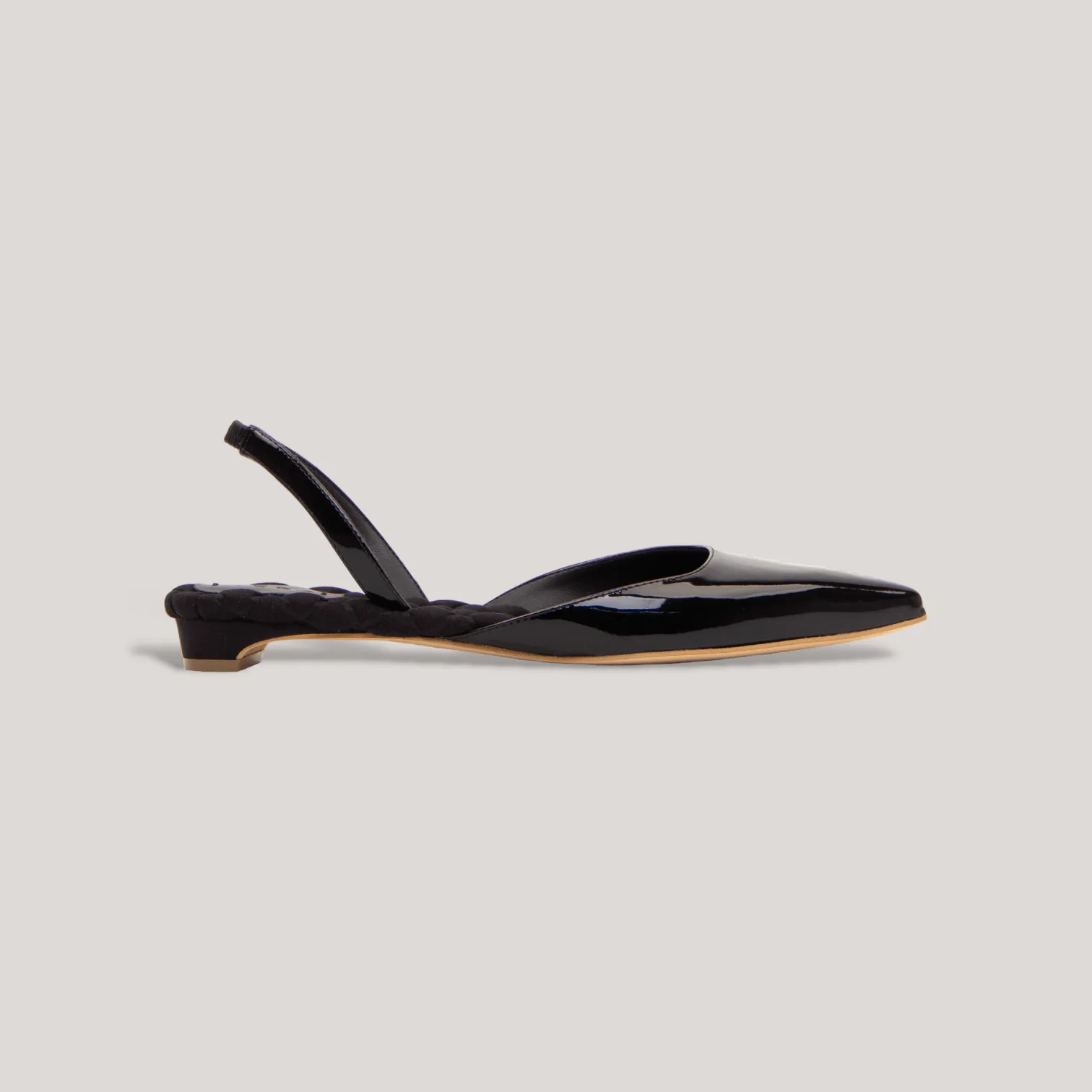 JACKIE | Black Vegan Patent Slingback Flats