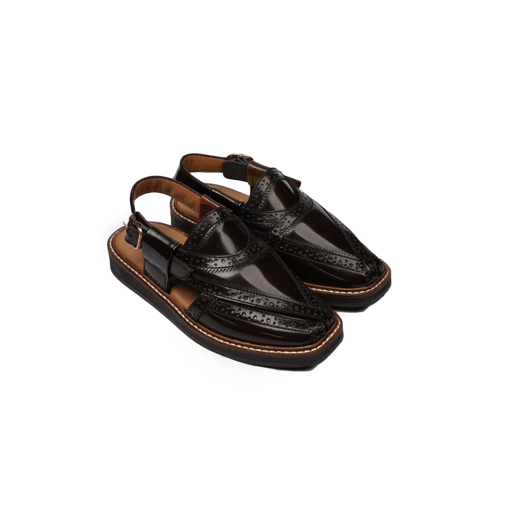 Maia - Kid's Dark Brown Box Leather High Shine Sandal (5-12 Years Old)