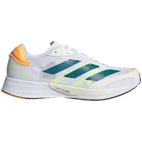 Men's Adidas Adizero Adios 6, Cloud White/Real Teal/Flash Orange, 12 D Medium