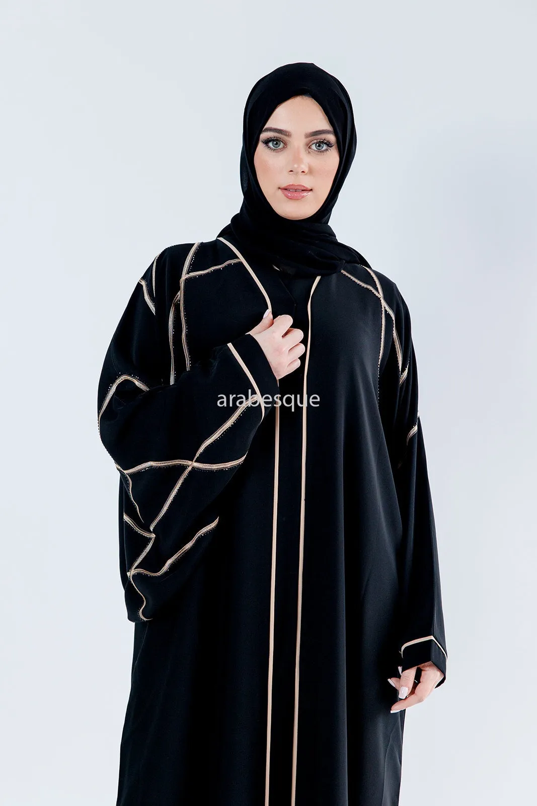 Open Butterfly Abaya with Embellished Embroidery