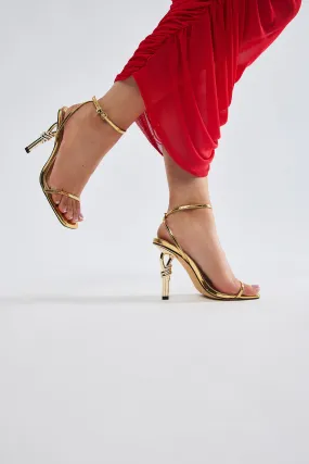 Ready Or Knot Heeled Sandals - Gold