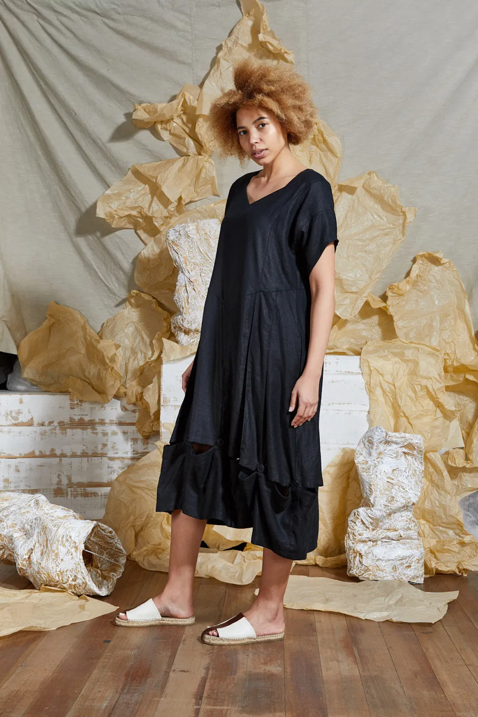 S/S 20 CERISE CONVERTIBLE DRESS - OBSIDIAN