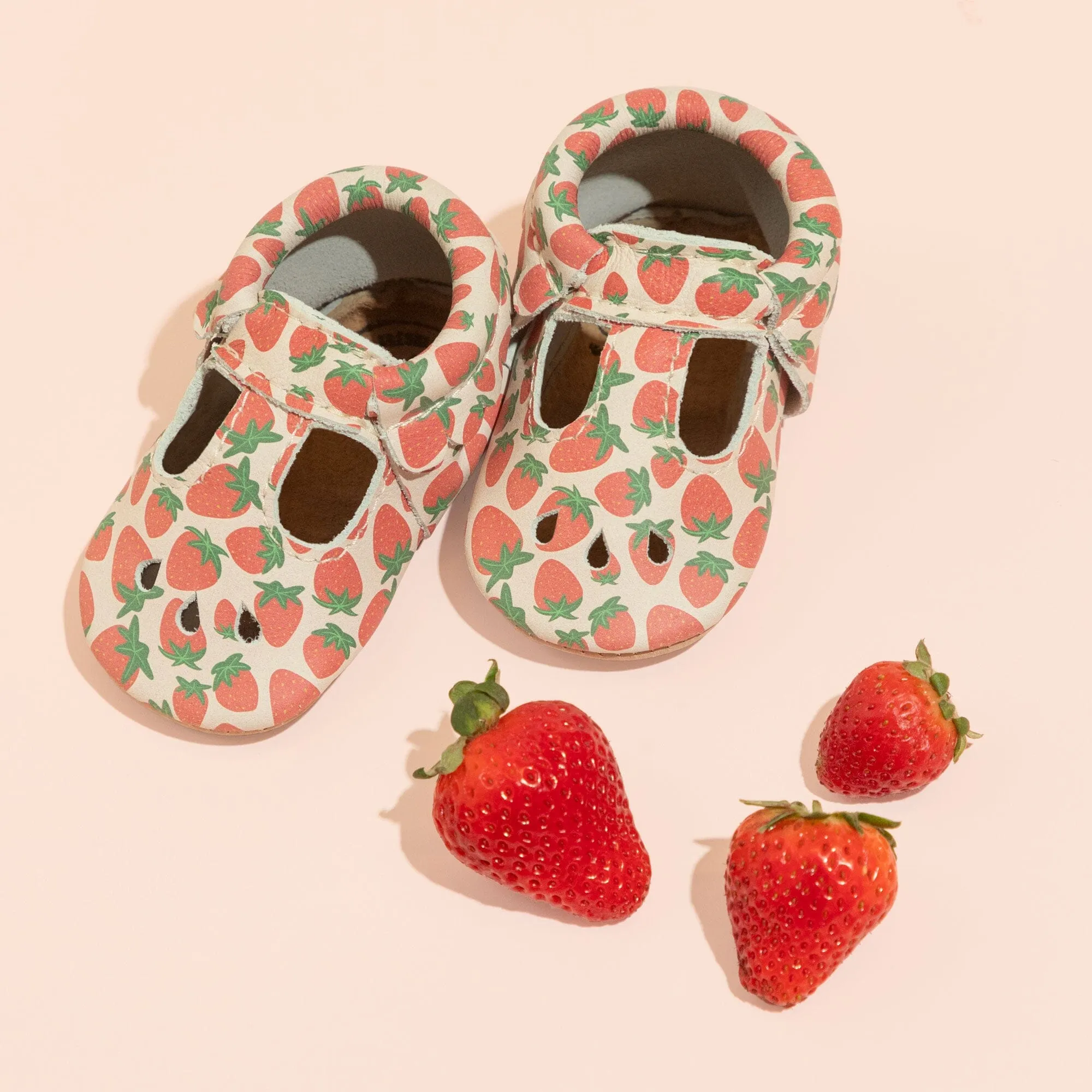 Strawberries 'n' Cream Mary Jane Baby Shoe