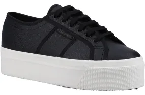 Superga 2790 Tumbled Leather Womens Flatform Trainer