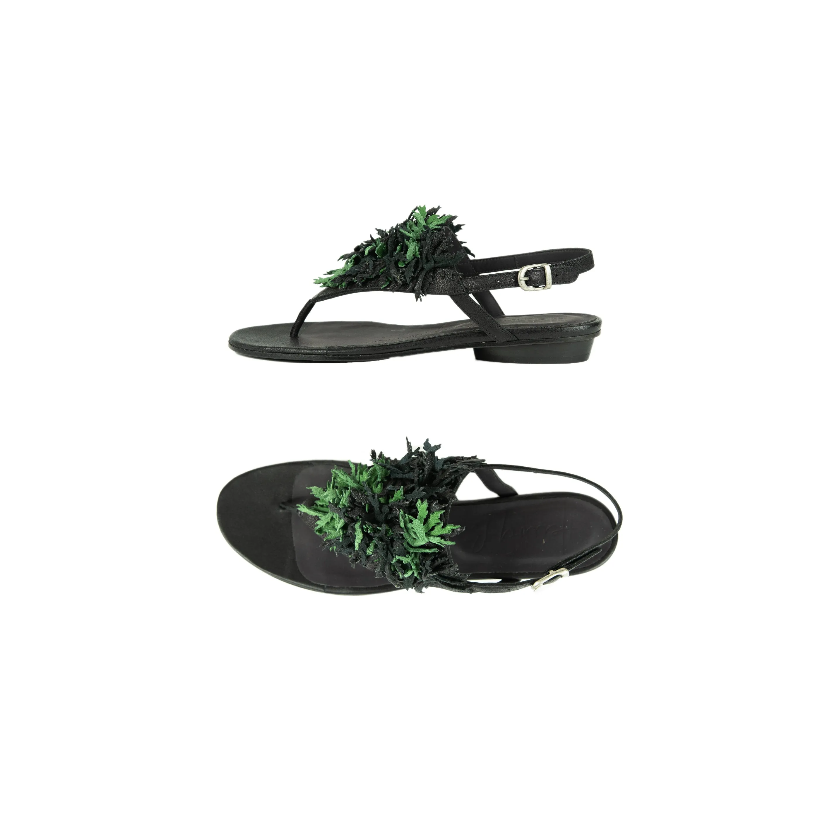 Thong Sandal Flowers Verde Ranch Black