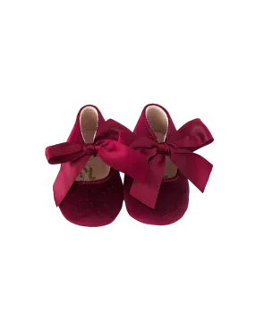 Victoria Velvet Mary Janes - Cherry Red