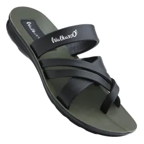 Walkaroo Men Cross Strap Slide Sandals  - W5687 Green